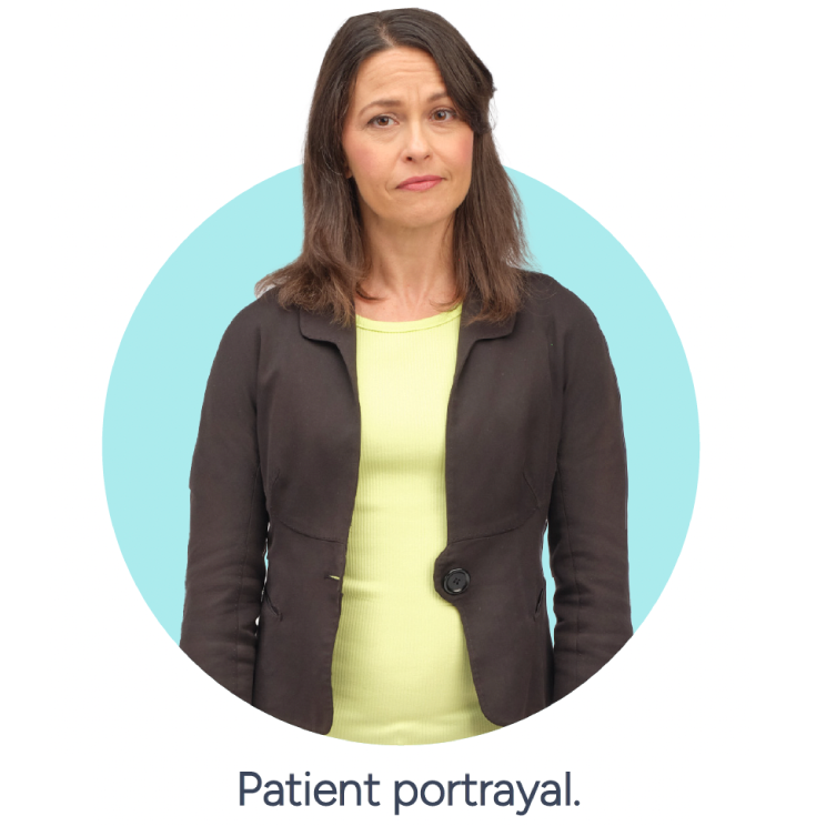 Image of a woman, newly diagnosed patient portrayal.